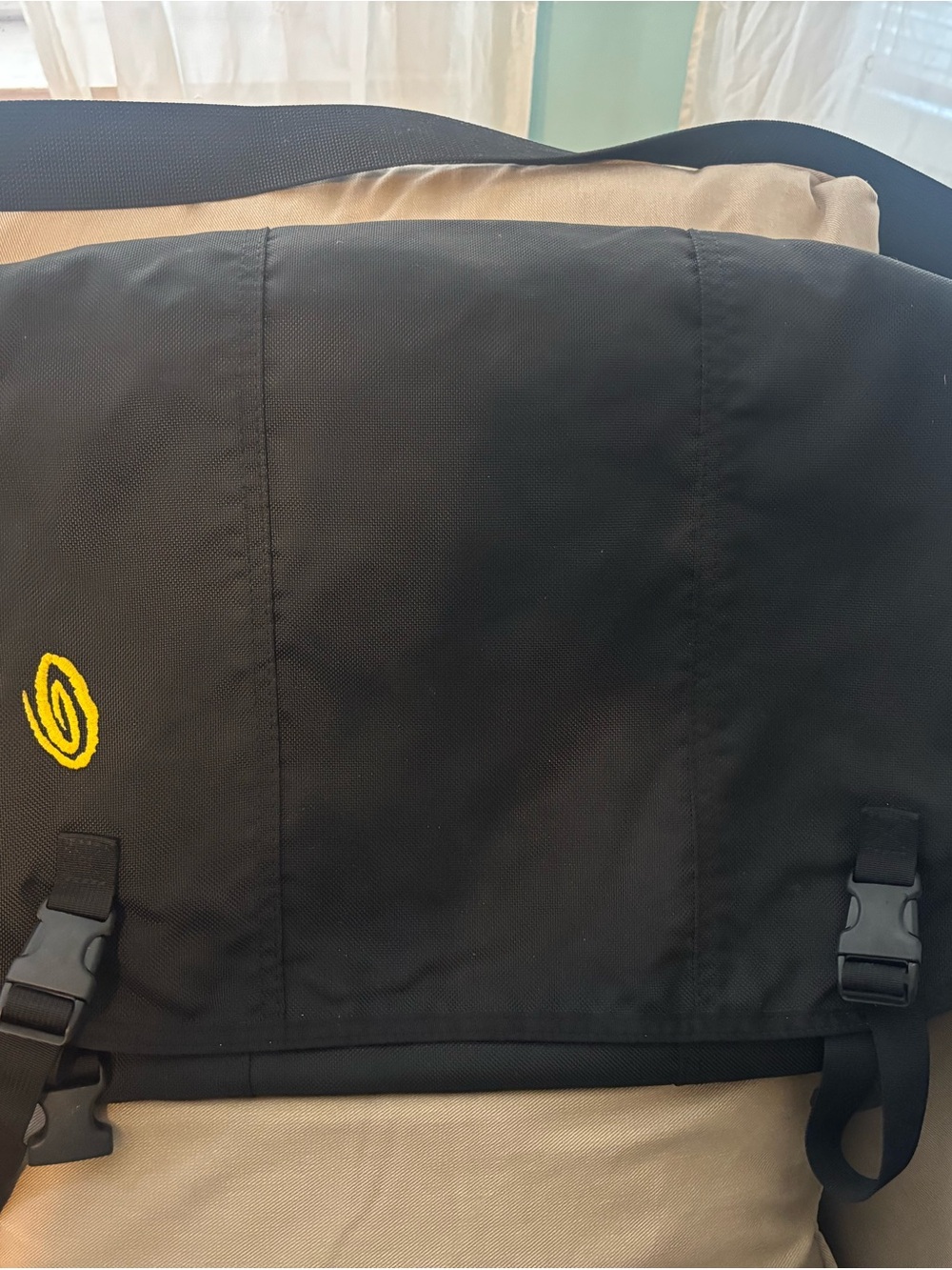 Timbuk2 Black Messenger Bag with Yellow Logo - Men's Crossbody Bag